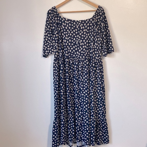 Marallis Floral Daisy Stretch Midi Babydoll Dress Size large - Picture 7 of 12